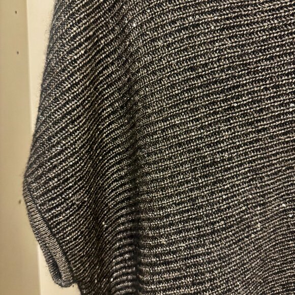 Neiman Marcus Womens Gray Cashmere Collection Alpaca Wool Poncho Sweater Large - Picture 9 of 9